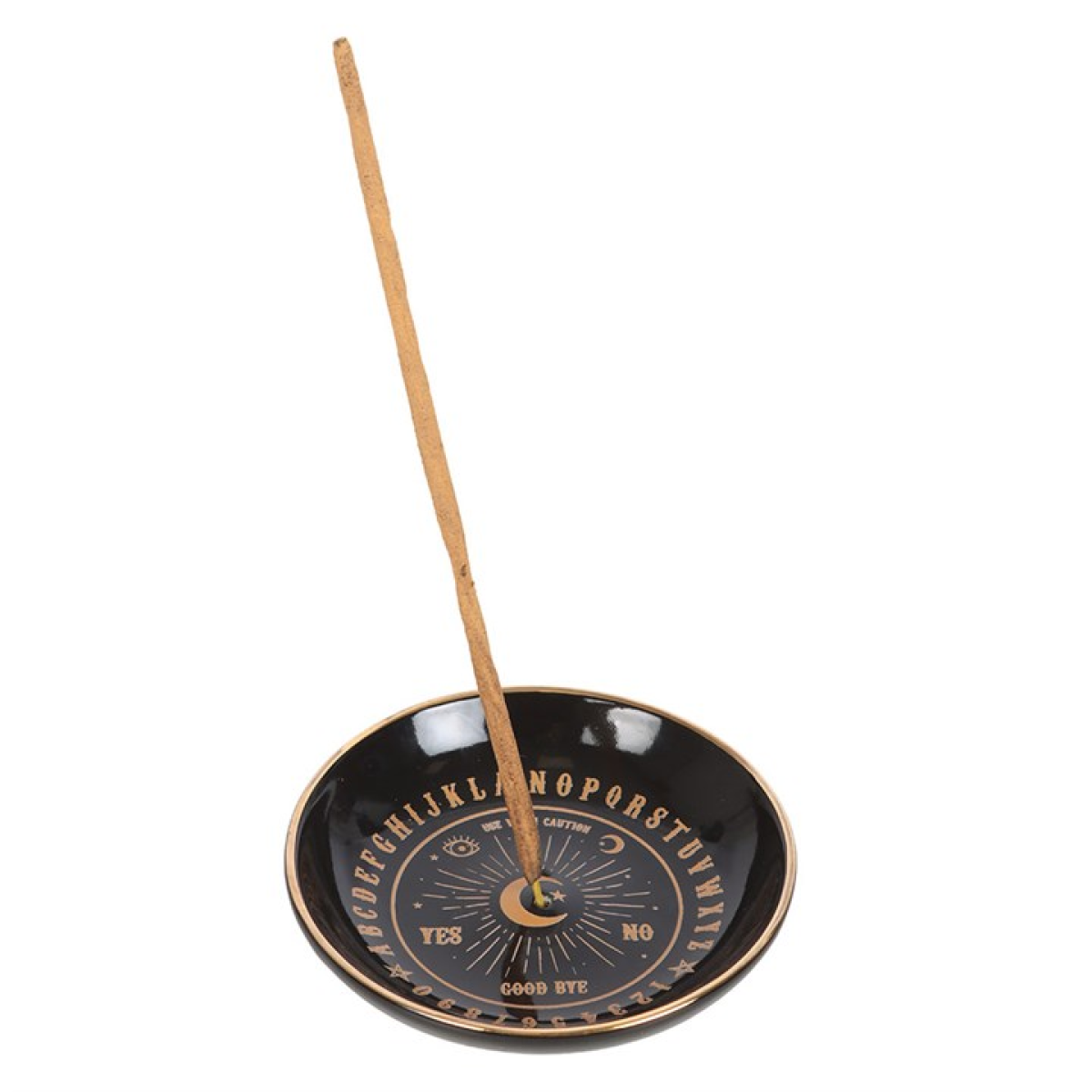Talking Board Incense Dish — Black & Gold (Sticks & Cones)