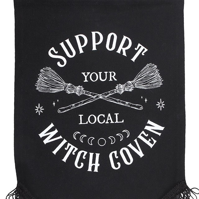 Support Your Local Witch Coven Hanging Fabric Banner
