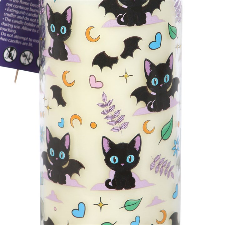 Lavender Black Cat Tube Candle — Spooky-Cute Printed Glass