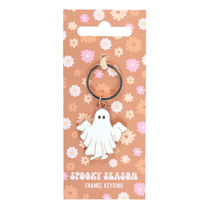 Spooky Season Ghost Keyring — Groovy Ghoul Charm