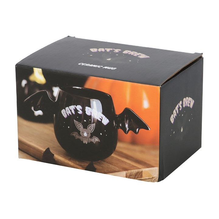 Bat’s Brew Winged Mug — 450ml Black Ceramic