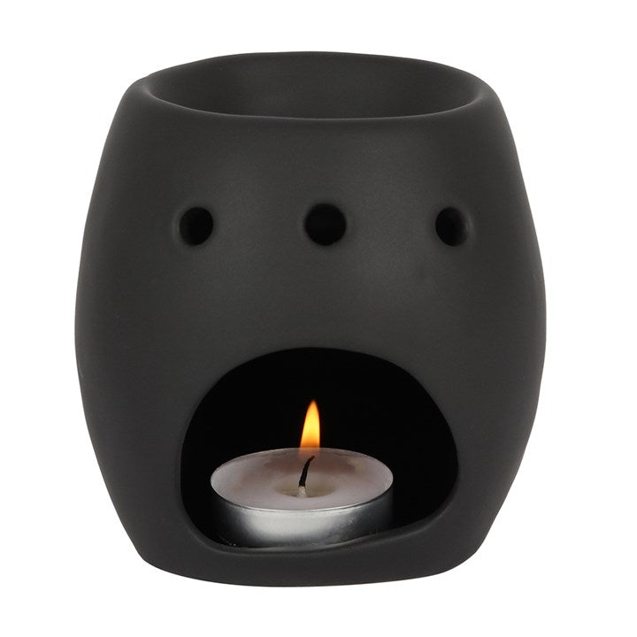 Black Skull Oil Burner — Ceramic with Matte Finish