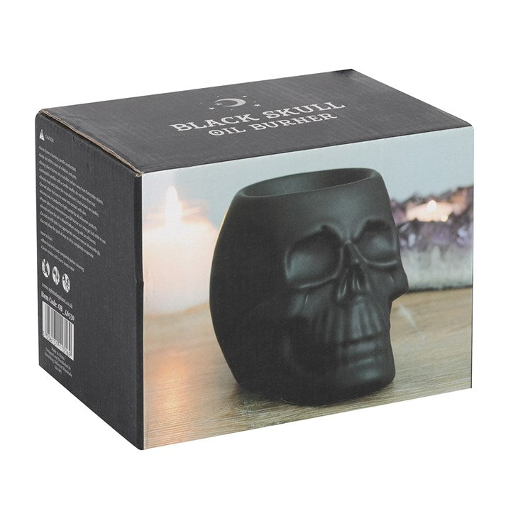 Black Skull Oil Burner — Ceramic with Matte Finish
