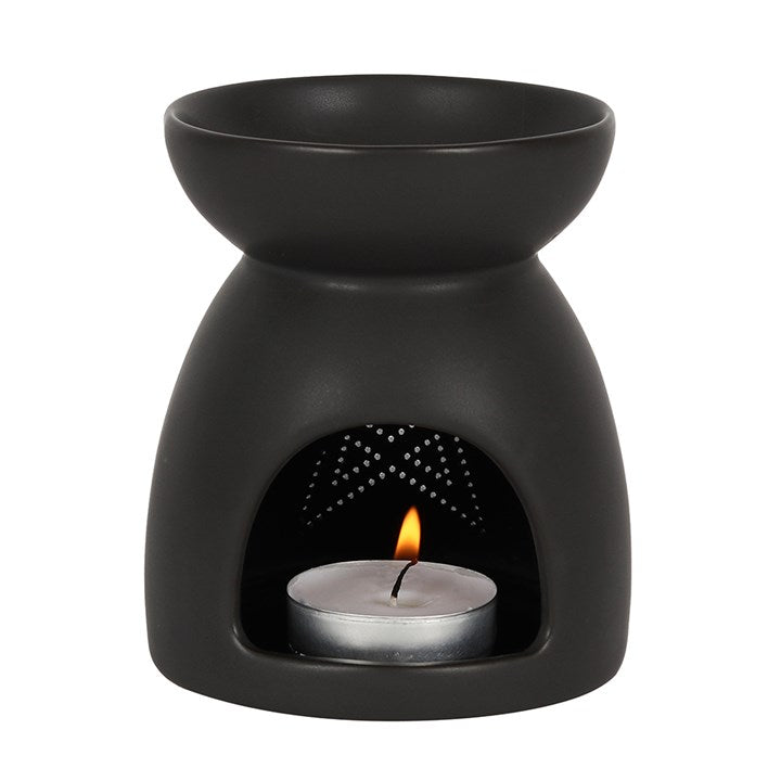 Black Pentagram Oil Burner — Ceramic with Matte Finish