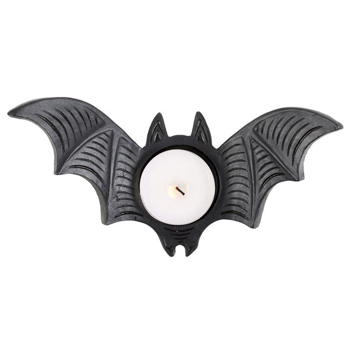 Bat Wings Tealight Holder — Black Resin