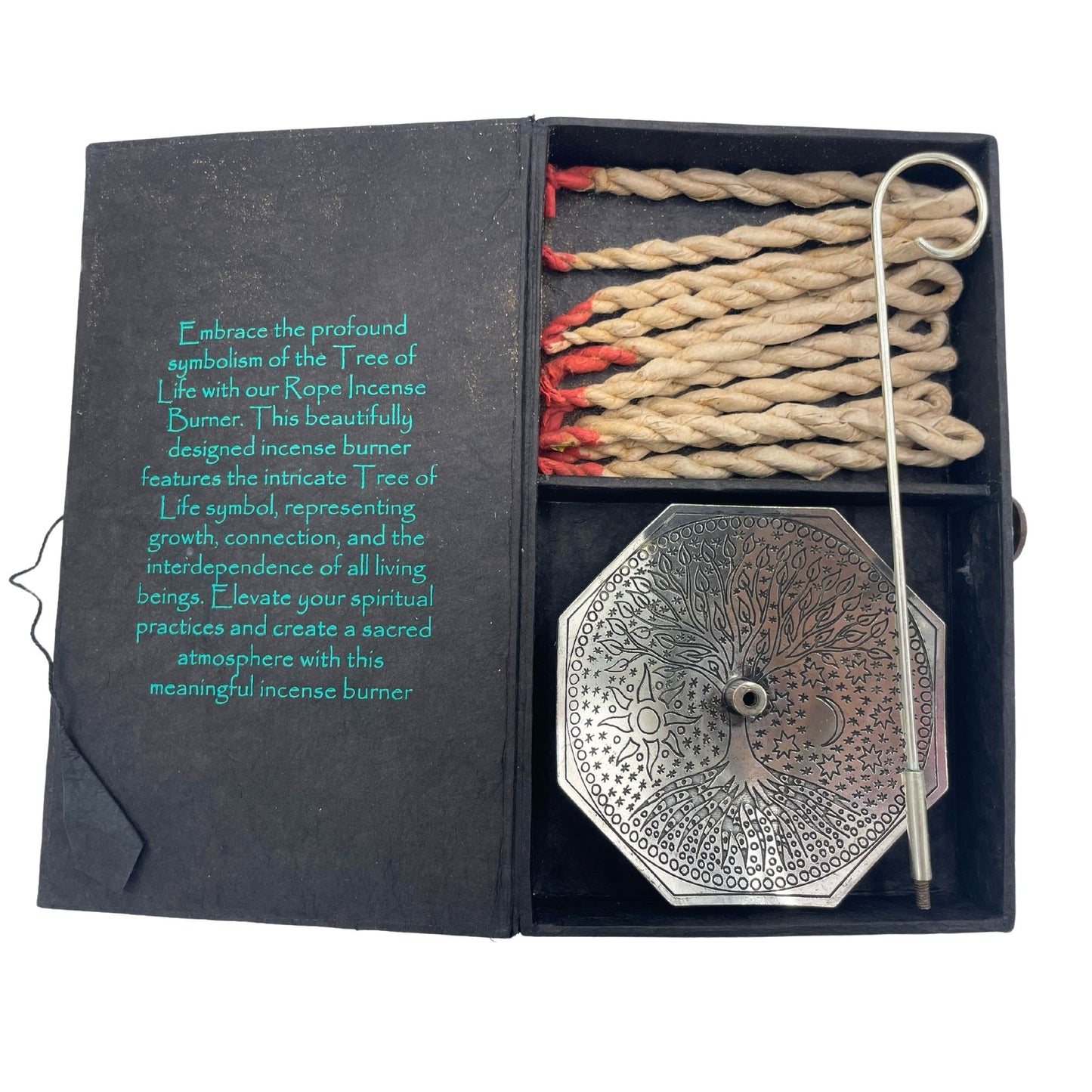 Rope Incense & Silver-Plated Holder Set — Tree of Life