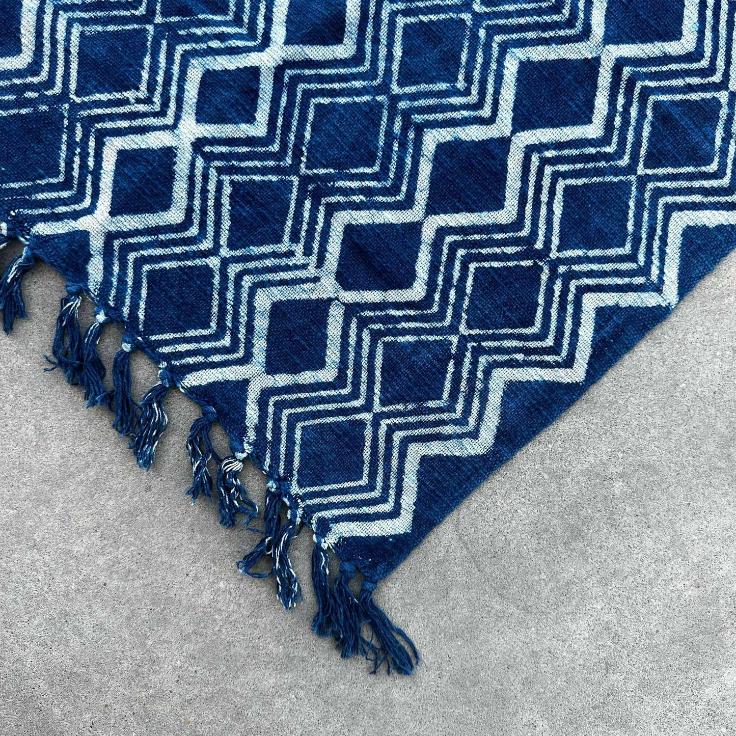 Handmade Indigo Runner — Heerak Pattern (170 × 60 cm)