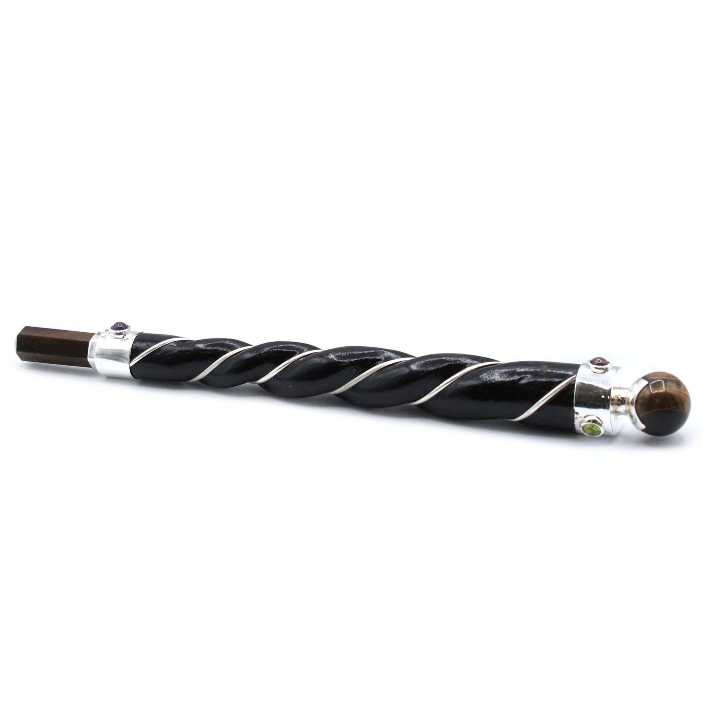 Twisted Healing Wand — Copper & Tiger Eye Star (22 cm)