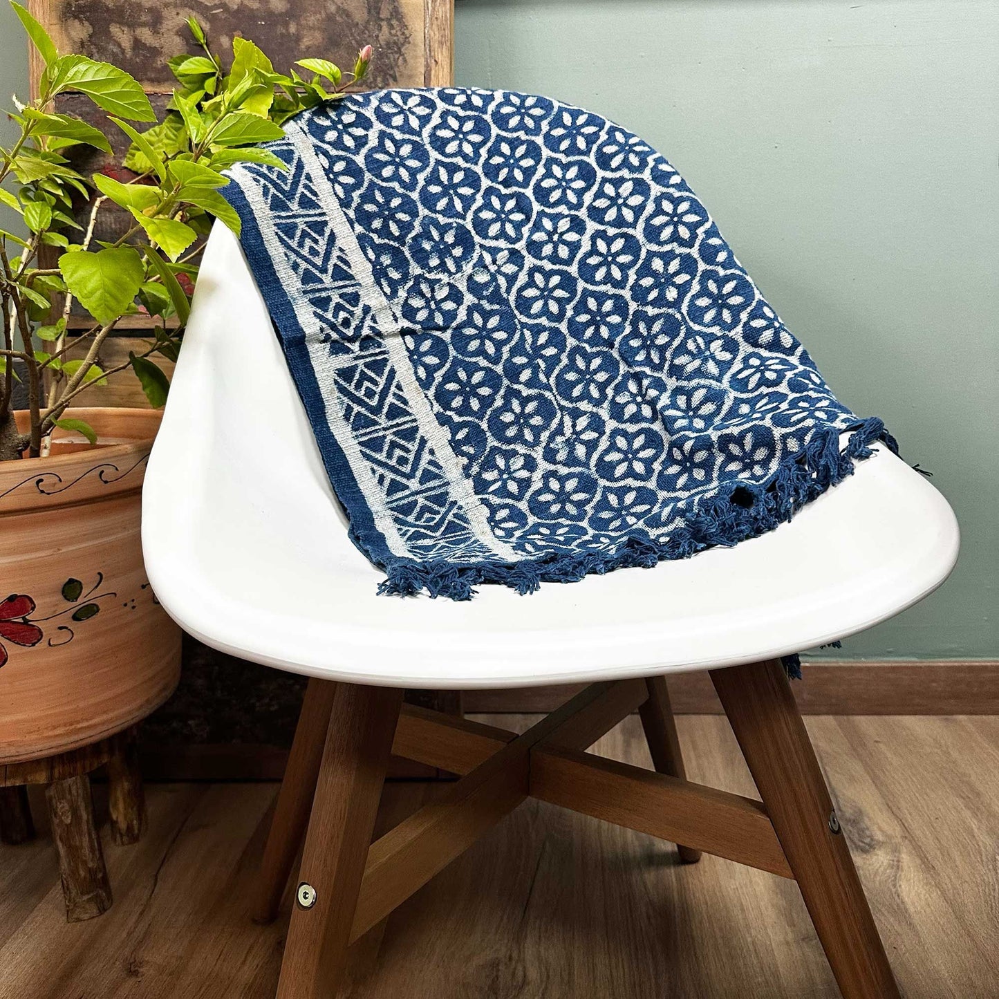 Handmade Indigo Runner — Madjid Tiles (170 × 60 cm)