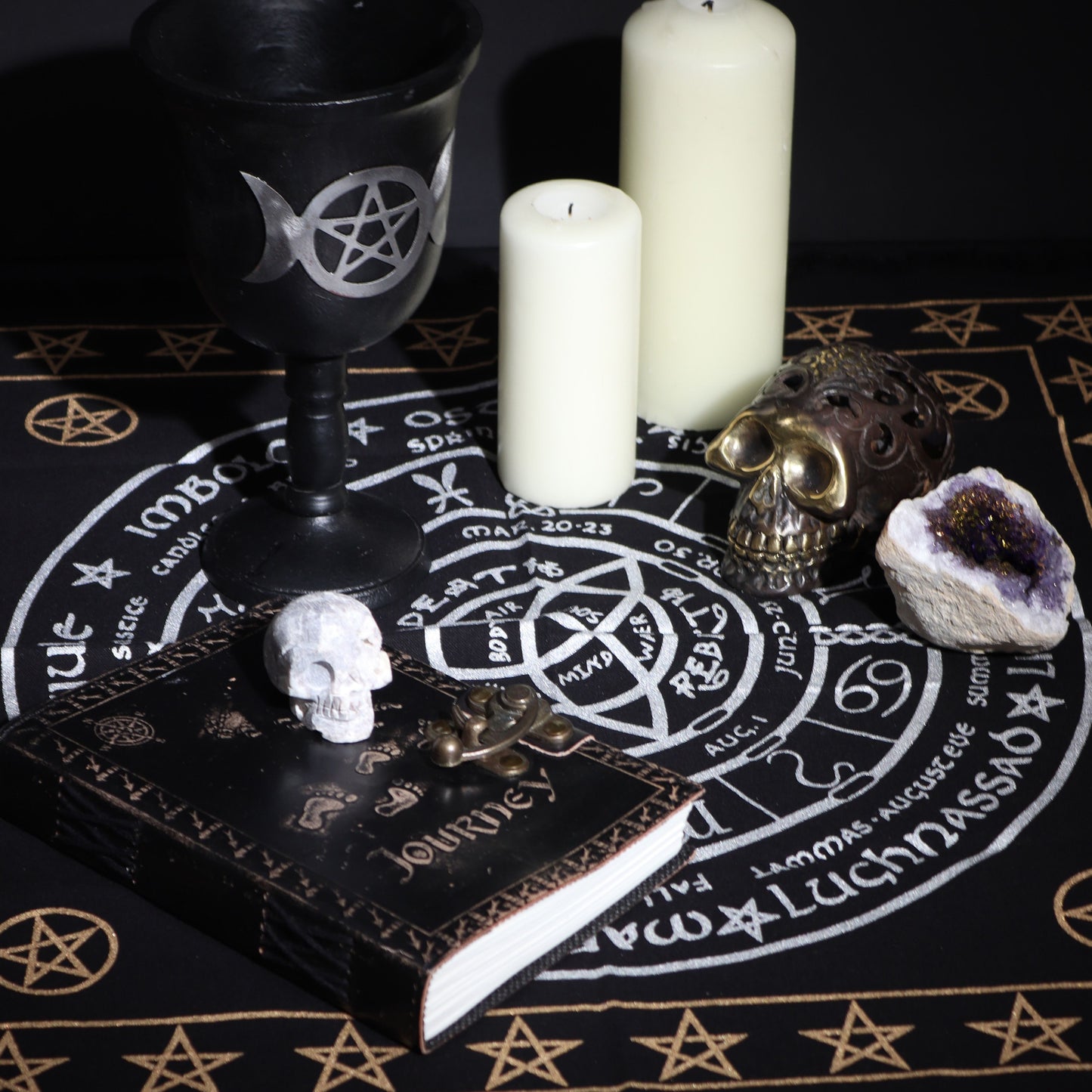 Esoteric Fringed Altar Cloth — Life, Death, Rebirth