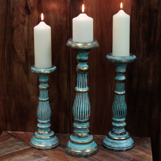Small Candle Stand – Turquoise Gold