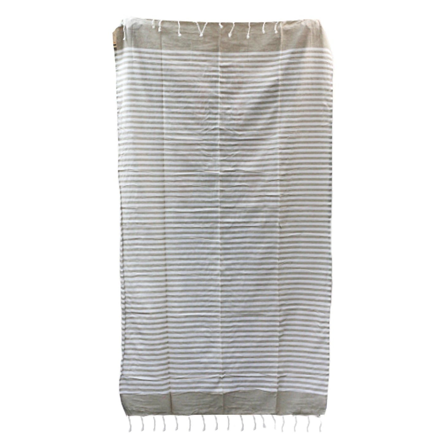 Handcrafted Cotton Pareo / Throw — Natural Stripe (100 × 180 cm)