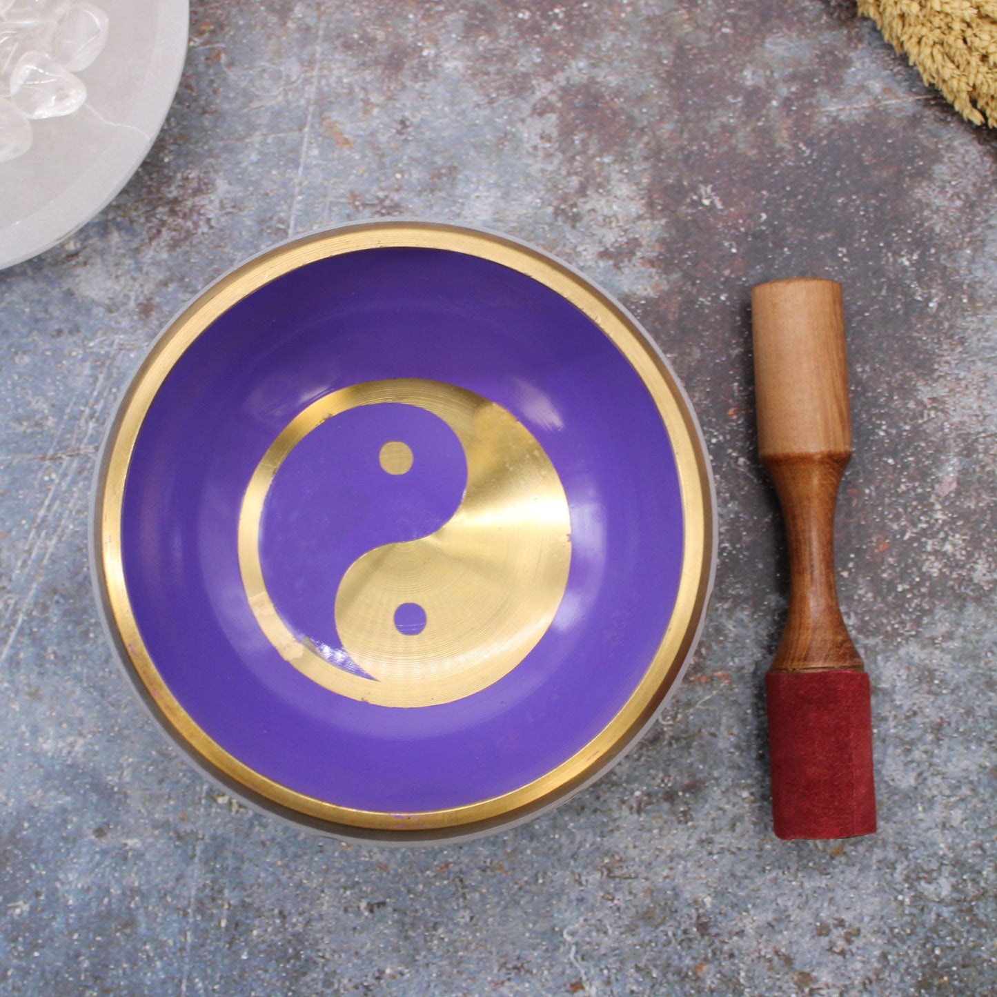Large Yin & Yang Singing Bowl Set — White & Purple