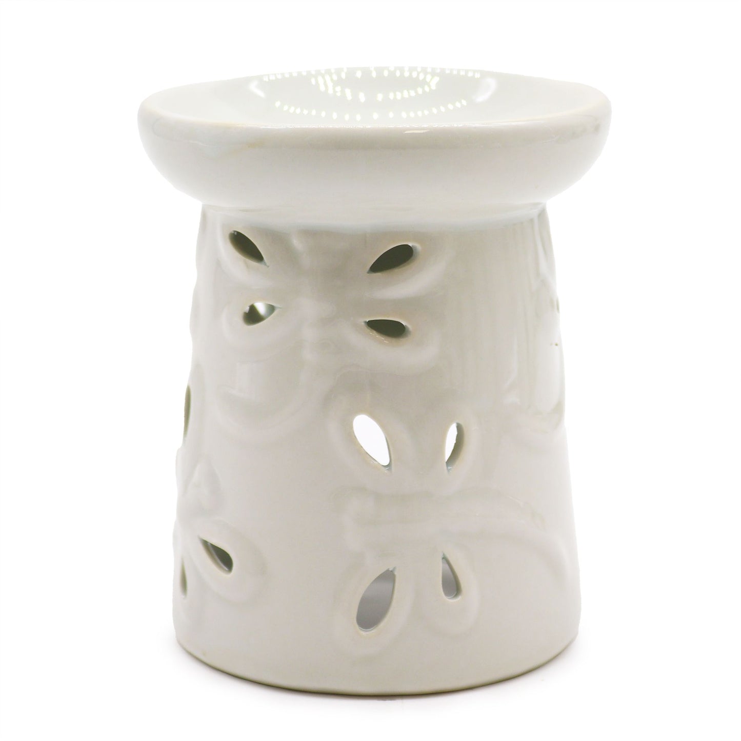 Ceramic Oil Burner — White Dragonfly Glow