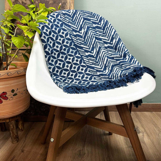 Handmade Indigo Throw — Namoona (170 × 120 cm)