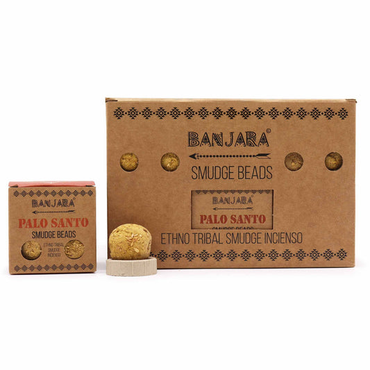 Banjara Palo Santo smudge beads packaging on a white background