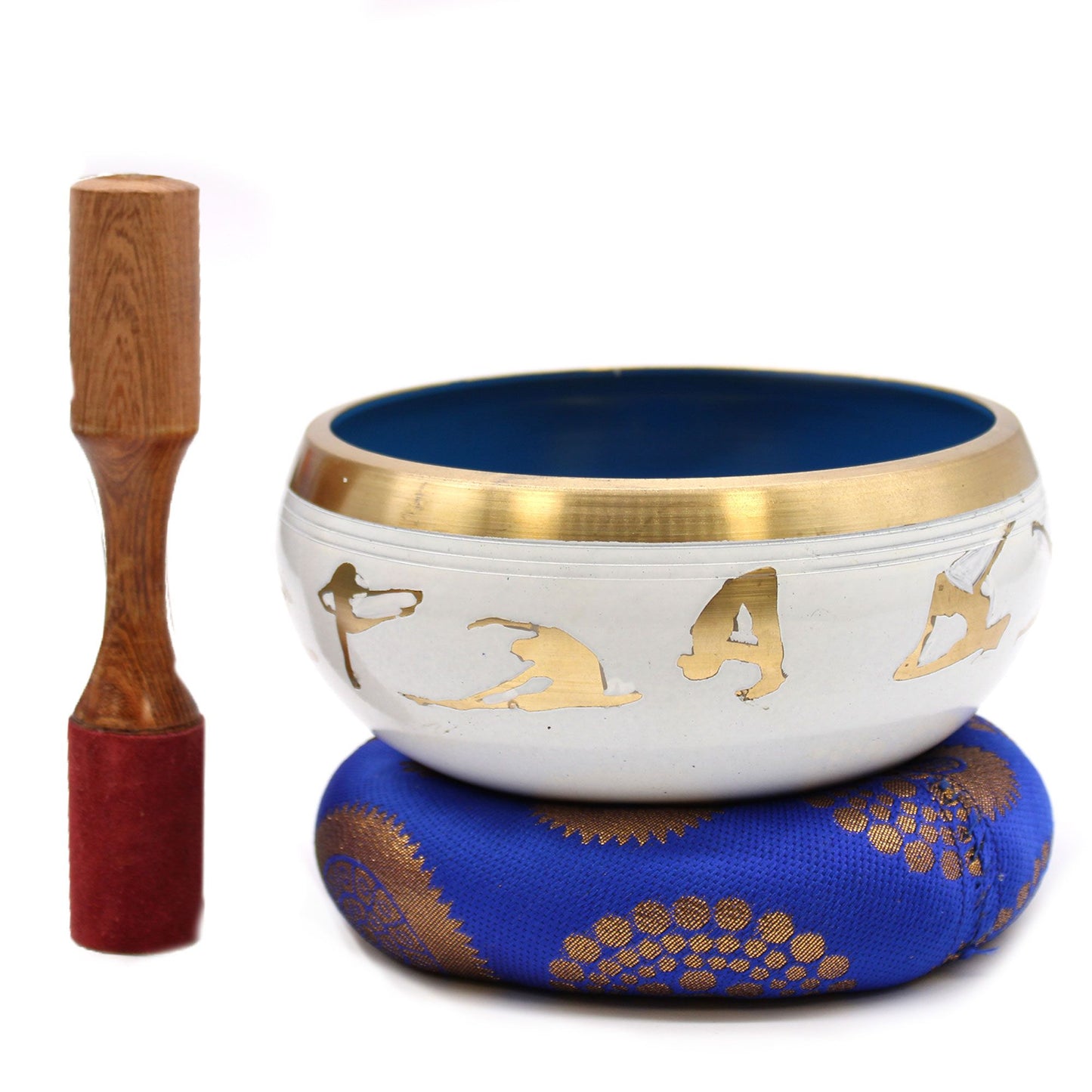 Large Yoga Moves Singing Bowl Set — White/Blue