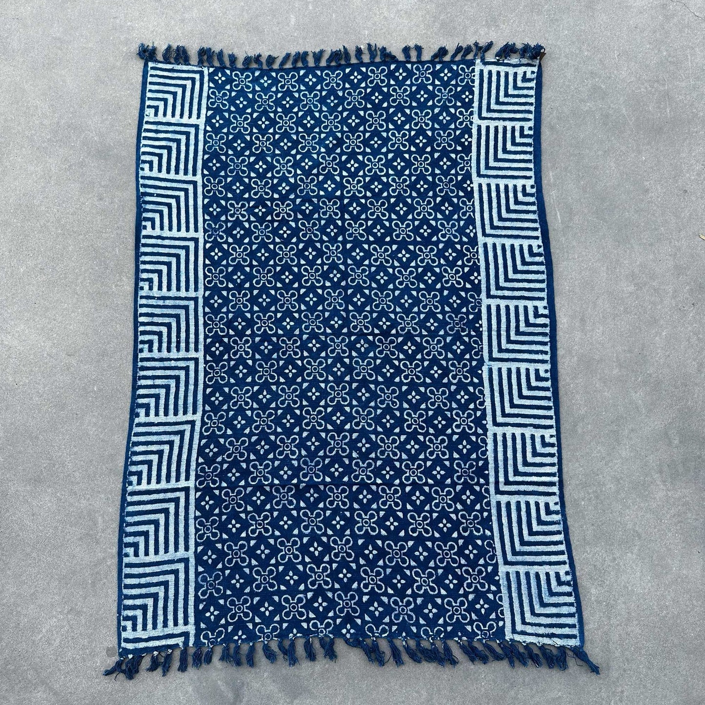 Handmade Indigo Throw — Kasba Tiles (170 × 120 cm