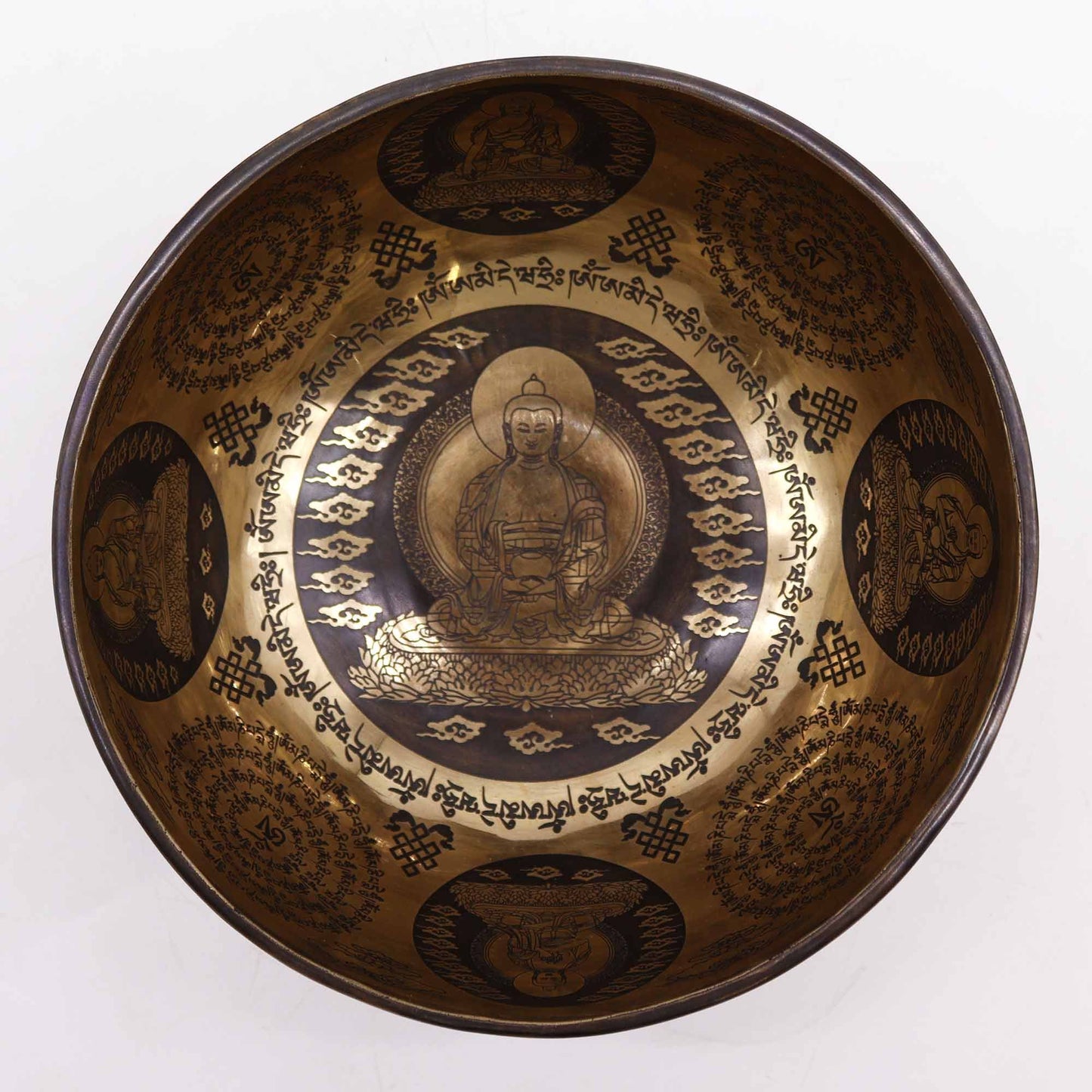 Tibetan Healing Engraved Singing Bowl — Five Buddhas