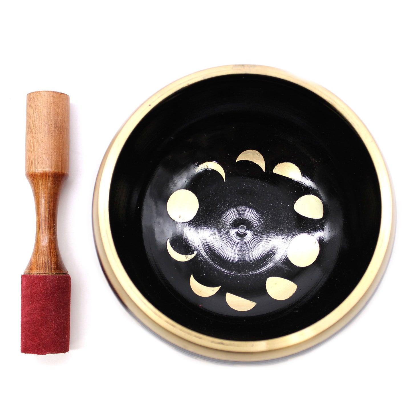 Large Moon Phase Singing Bowl Set – Black (14 cm)