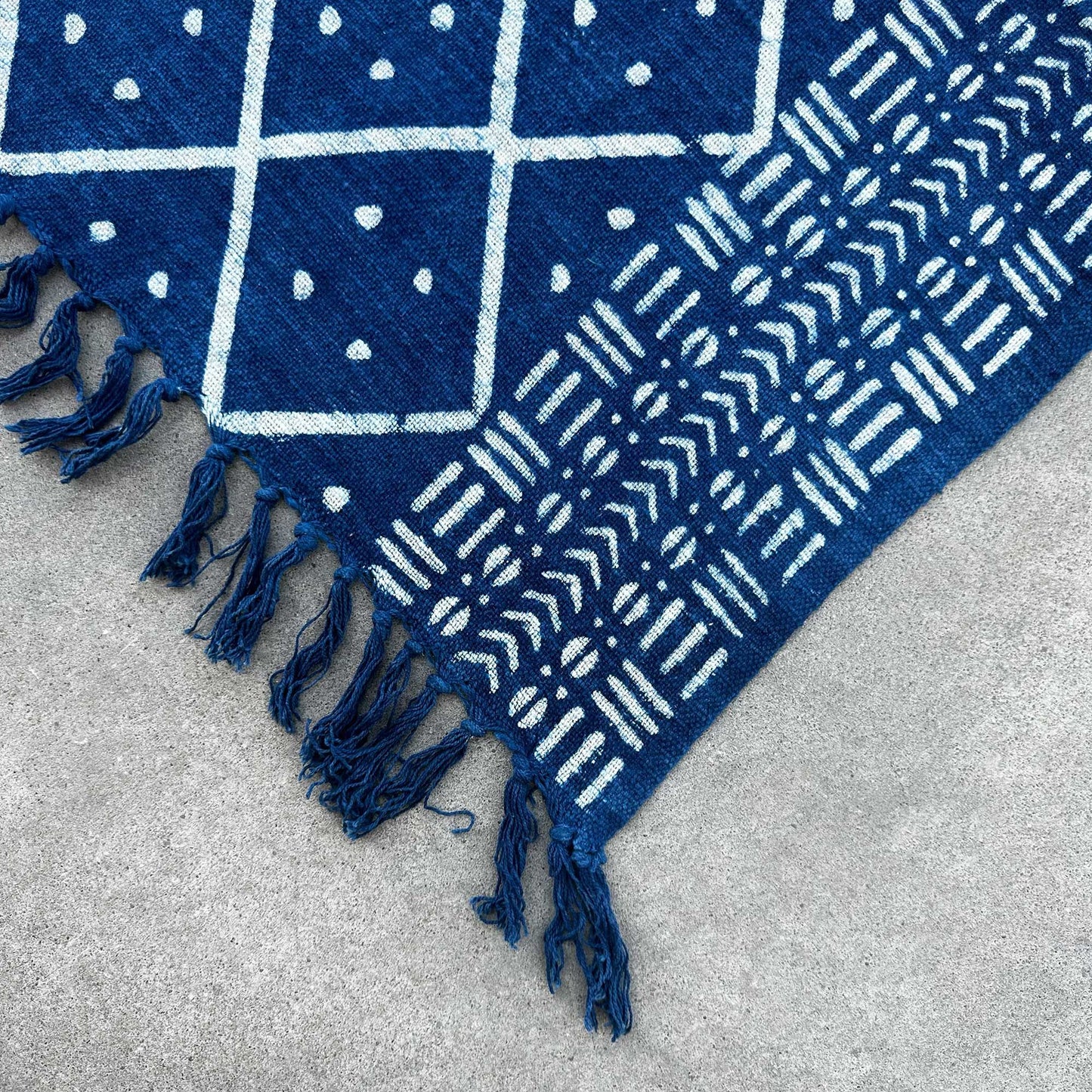 Handmade Indigo Throw — Midnight Heerak (170 × 120 cm)