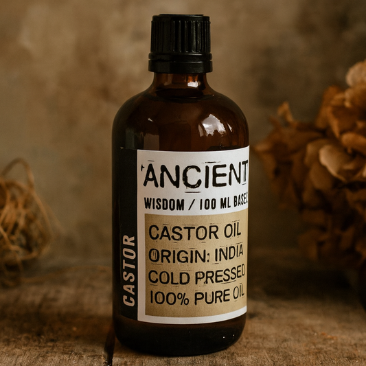 100ml amber bottle of cold-pressed castor carrier oil from India