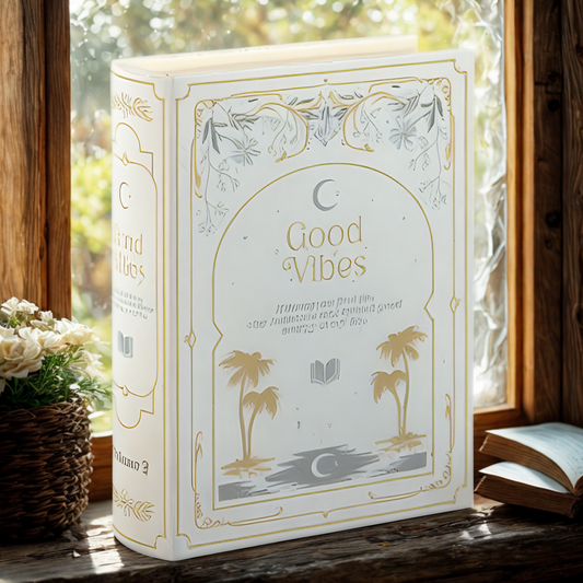 Good Vibes Secret Book Storage Box — White & Gold