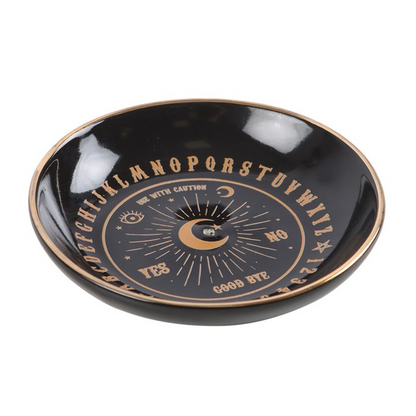 Talking Board Incense Dish — Black & Gold (Sticks & Cones)