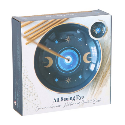 All-Seeing Eye Incense Dish — Dark Blue (Sticks & Trinkets)