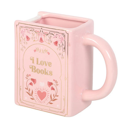 I Love Books Pink Book Shaped Mug