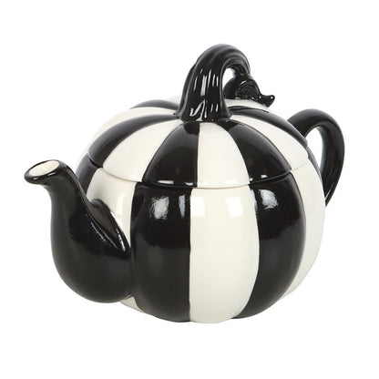 Black & White Striped Pumpkin Teapot — 500 ml