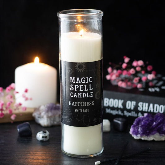 Happiness White Sage Magic Spell Tube Candle