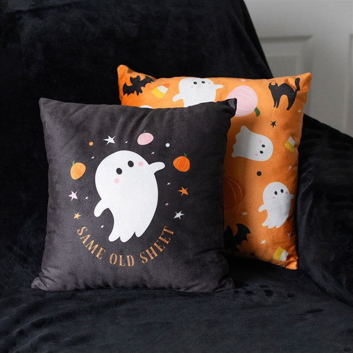 Same Old Sheet Ghost Cushion — Cosy Boo Vibes