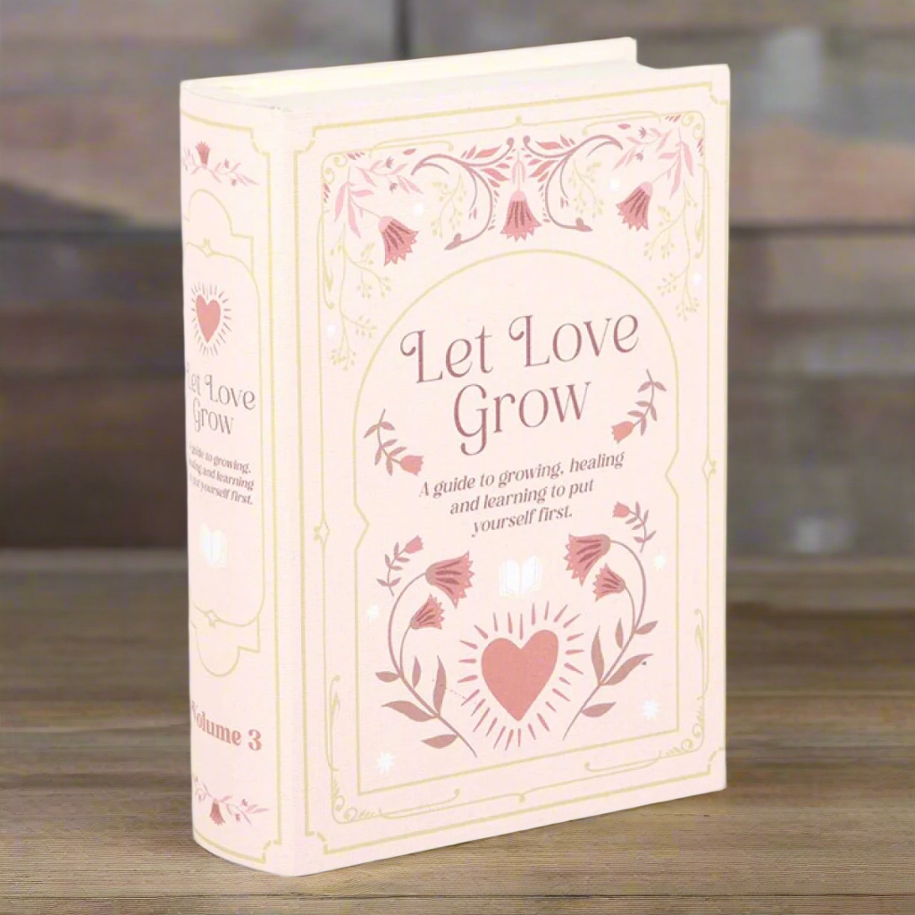 Faux book storage 'let love grow' pale pink - Fae Cottage