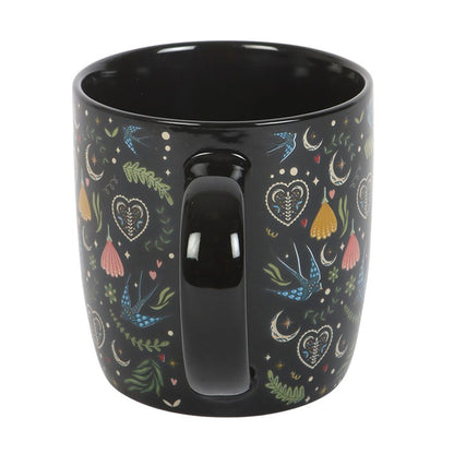 Black Midnight Bloom Print Mug