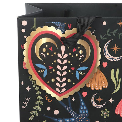 Medium Black Midnight Bloom Print Giftbag