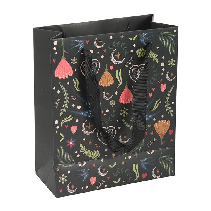 Medium Black Midnight Bloom Print Giftbag