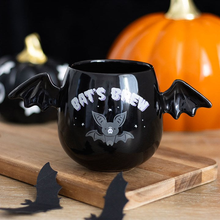 Bat’s Brew Winged Mug — 450ml Black Ceramic