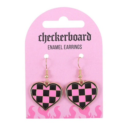 Checkerboard Heart Earrings