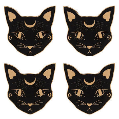 Mystic Mog Cat Face Coaster Set