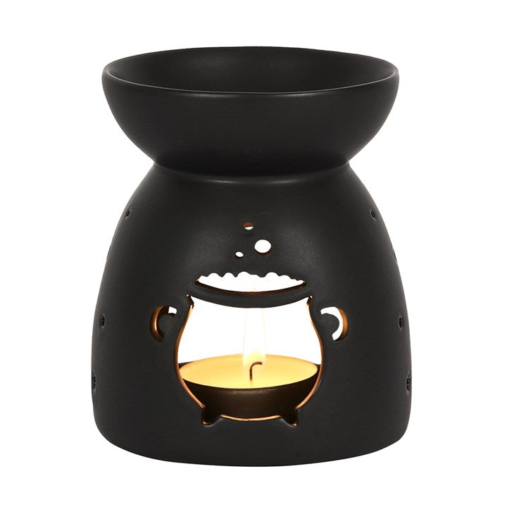 Black Ceramic Cauldron Oil Burner — Matte Finish