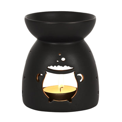 Black Ceramic Cauldron Oil Burner — Matte Finish