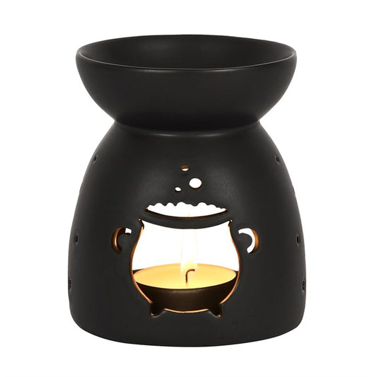 Black Ceramic Cauldron Oil Burner — Matte Finish
