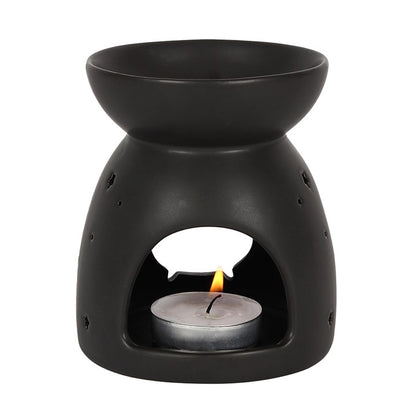 Black Ceramic Cauldron Oil Burner — Matte Finish