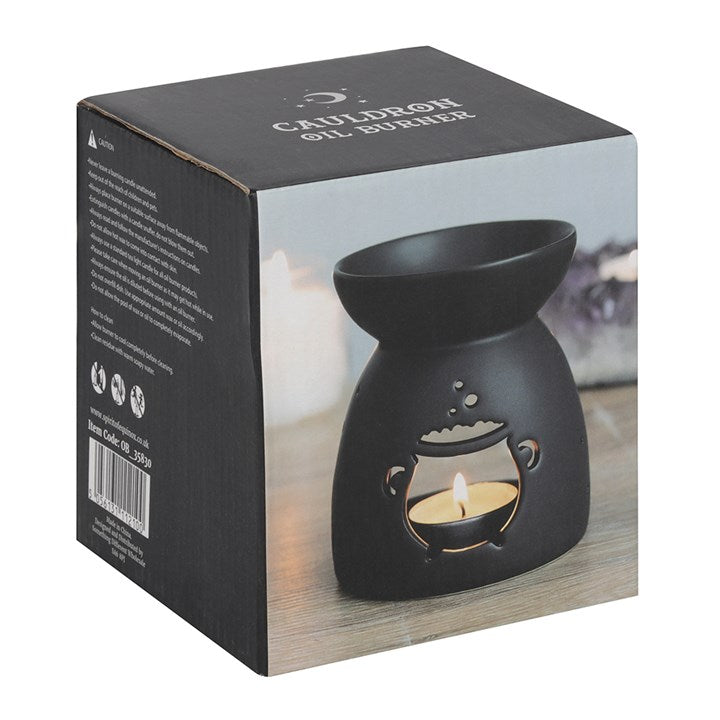 Black Ceramic Cauldron Oil Burner — Matte Finish