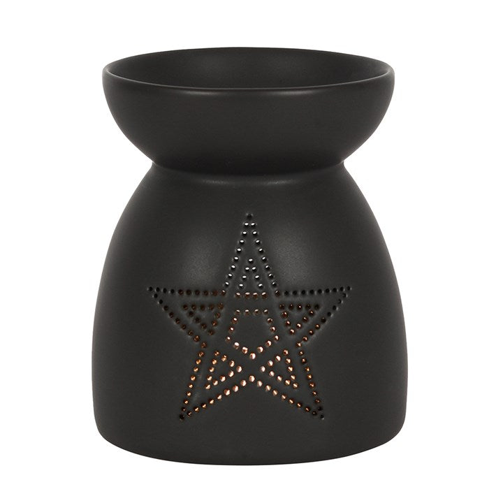 Black Pentagram Oil Burner — Ceramic with Matte Finish
