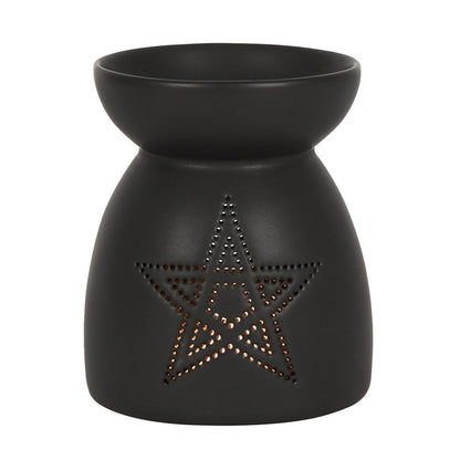 Black Pentagram Oil Burner — Ceramic with Matte Finish