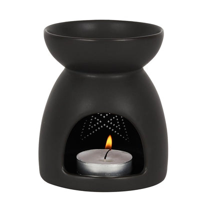 Black Pentagram Oil Burner — Ceramic with Matte Finish