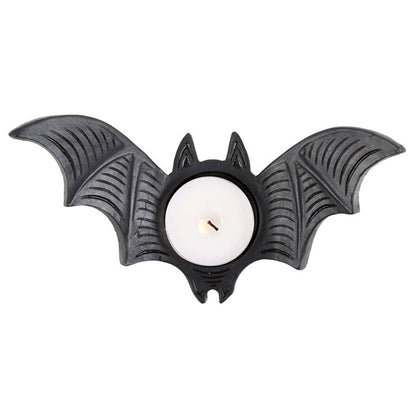 Bat Wings Tealight Holder — Black Resin
