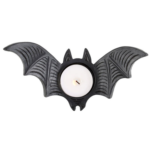 Bat Wings Tealight Holder — Black Resin